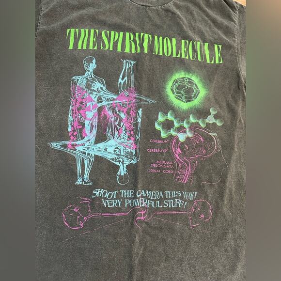 PacSun Black The Spirit Molecule Graphic T-Shirt, Distressed Fading, Medium - Picture 3 of 12
